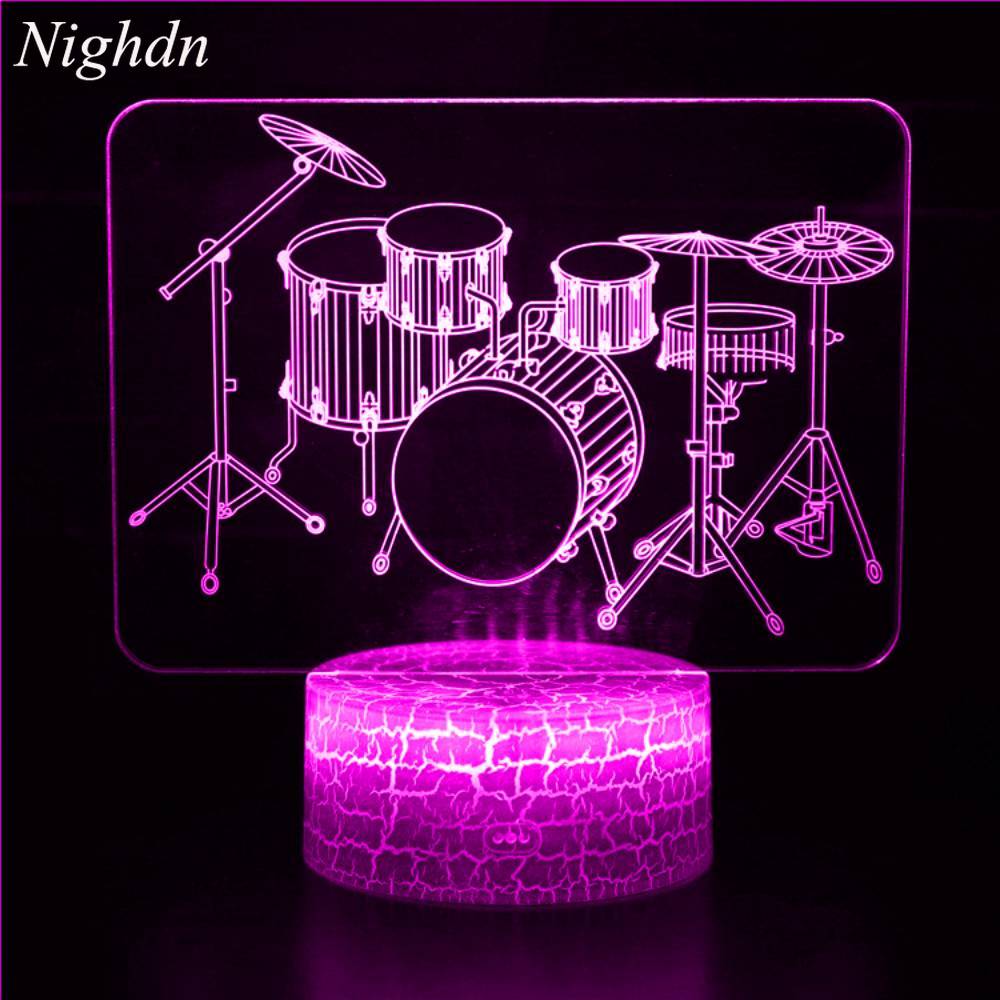 Musical Instrument No Touch - ليلة مجموعة طبلة ثلاثية الأبعاد LED