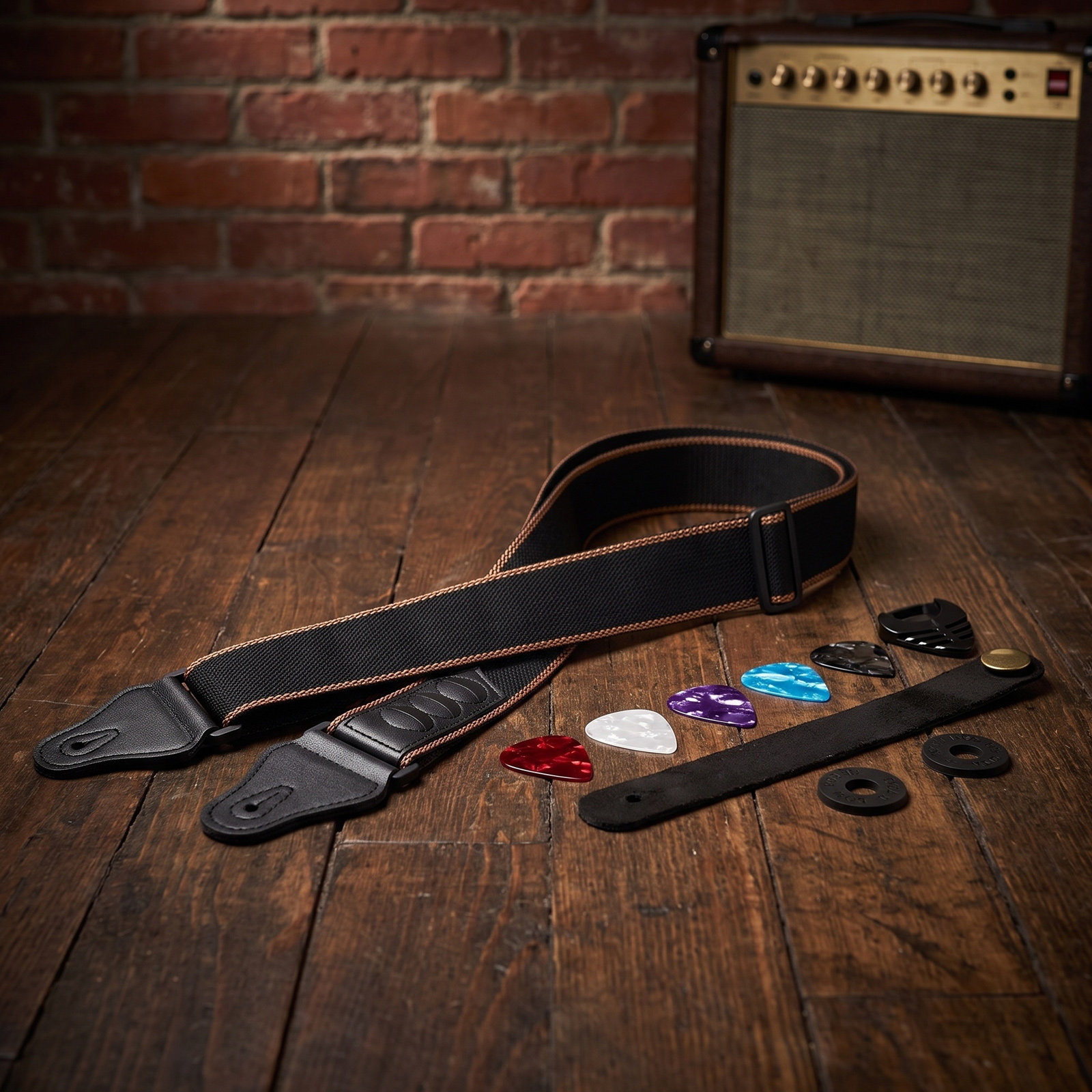 Musical Instrument Kit - مجموعة حزام جيتار قابل للتعديل، حزام